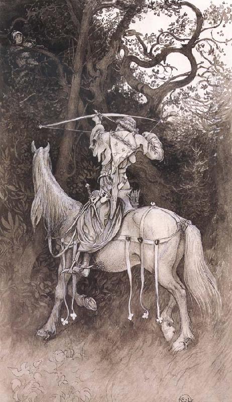 Carl Larsson Erland Draws His Bow Pen and ink Wash-drawing